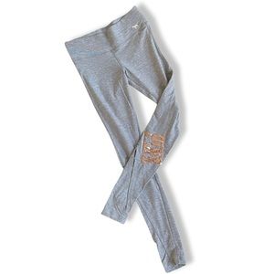 PINK Heather Gray Bling Yoga Leggings with Cutouts size XS